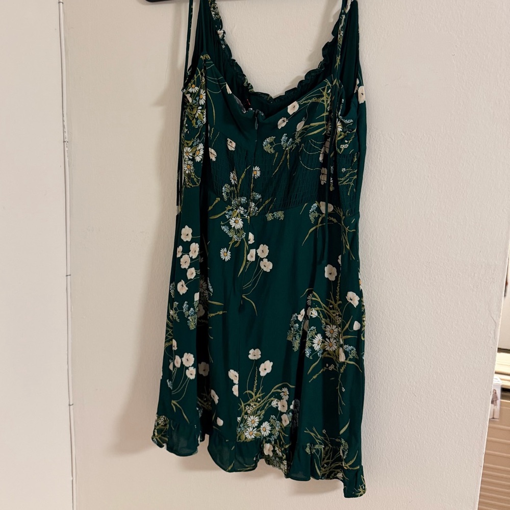 Reformation Green Floral Bisque Dress with Tie-Straps size 8 - Picture 3 of 6